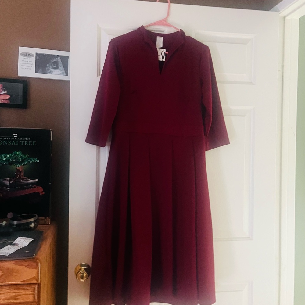 Elegant Burgundy Midi Dress